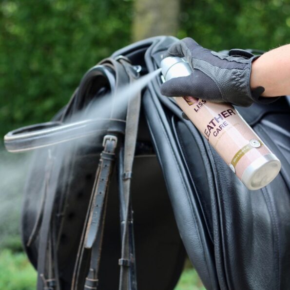 LISS Leather Care being applied to a leather saddle