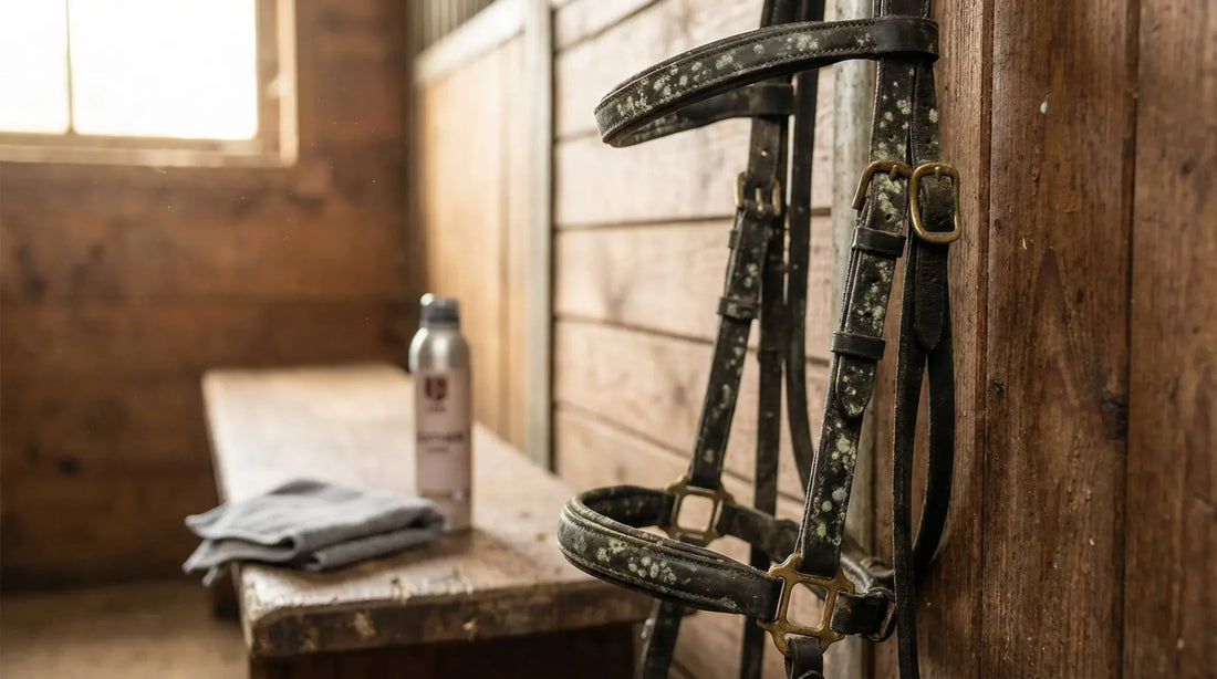 Removing mold from a leather bridle with LISS Leather Cleaner
